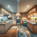 before-and-after transformation of a mobile home kitchen remodel