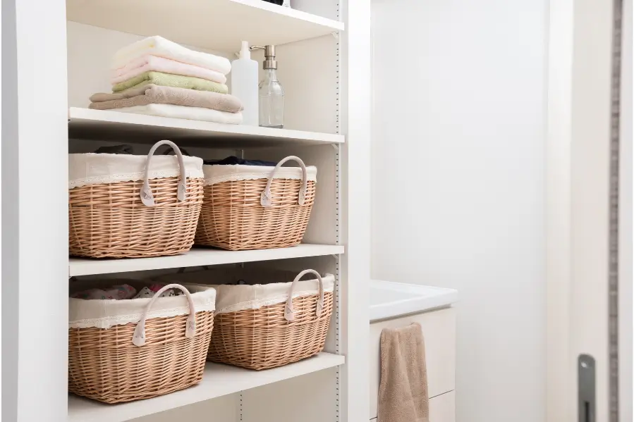 Open Shelving in laundry room